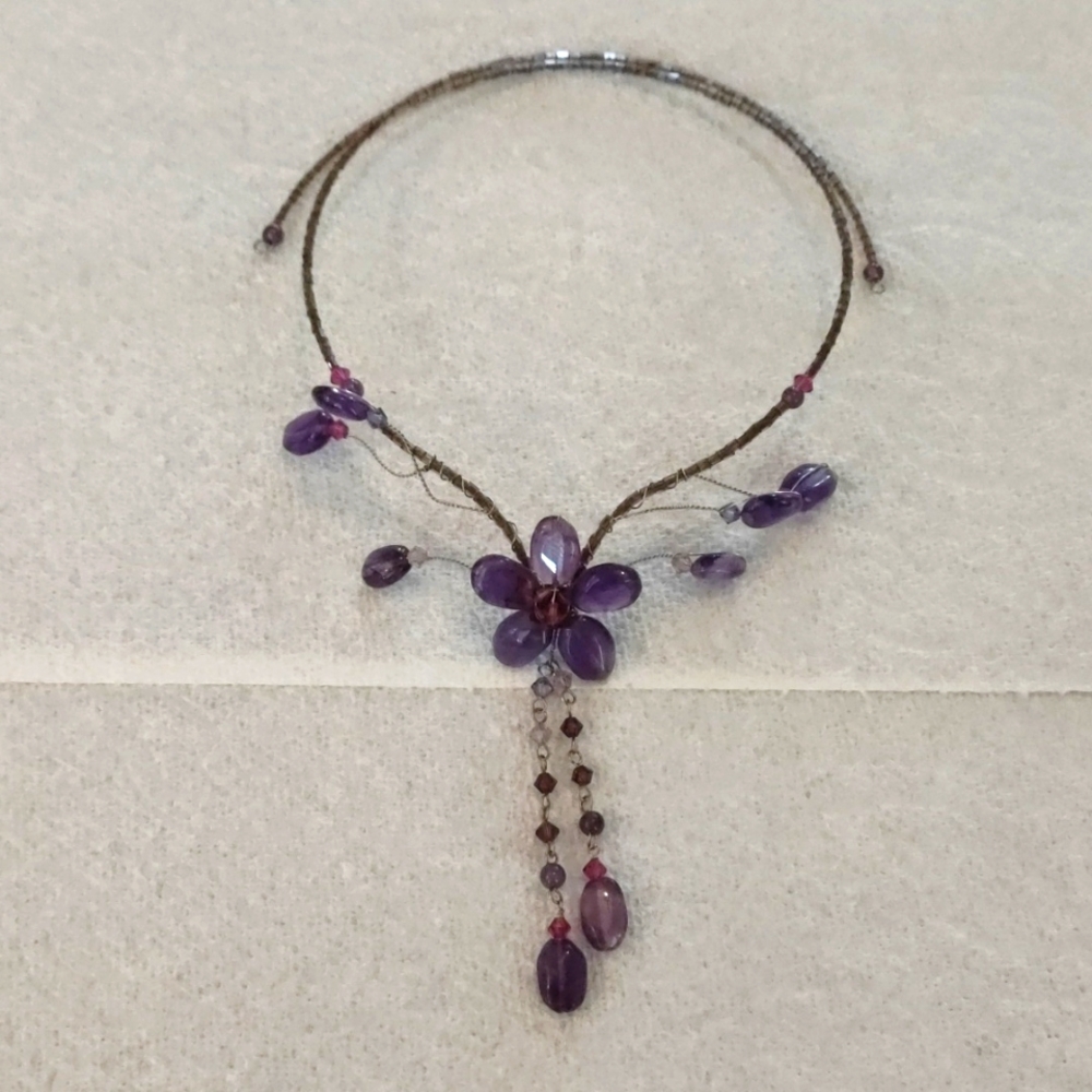 Novica real amethyst collar necklace